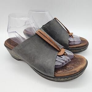 Born Hanita Sandals Size 8 Blue T-Strap Comfort Distressed Leather Open Toe